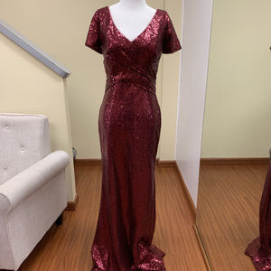 B2 Belsoie Sequin Gown Cranberry Style# b193066